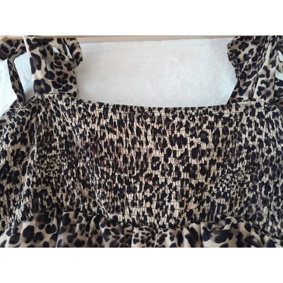 Womens Leopard Print Going Out Layered Ruffle Dress Party Event Pullover 2XL - Picture 4 of 8